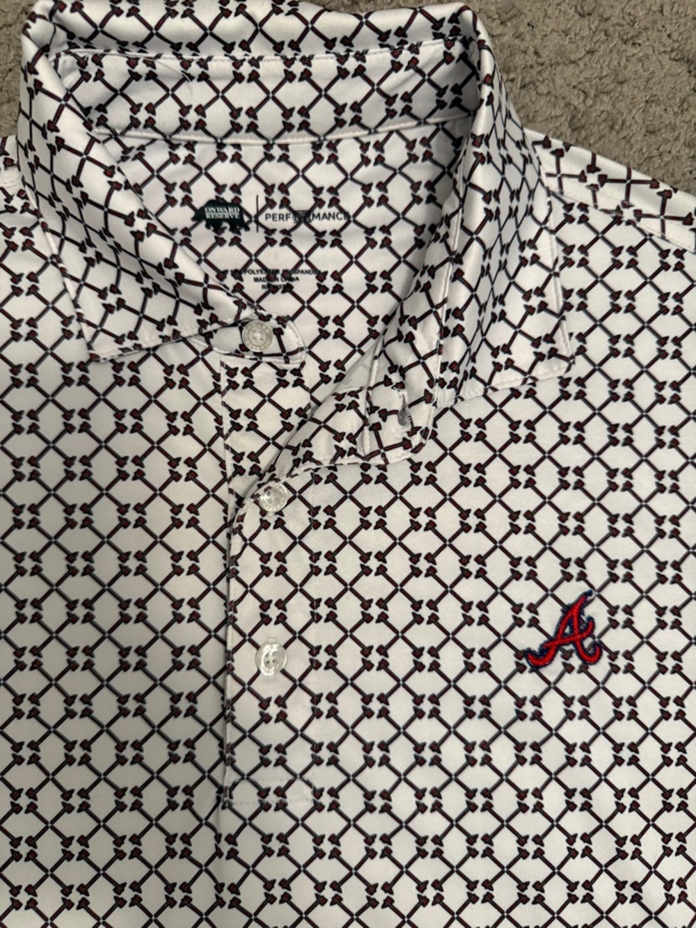 Onward Reserve Braves Tomahawk White Polo Stadium Exclusive Size S Atlanta
